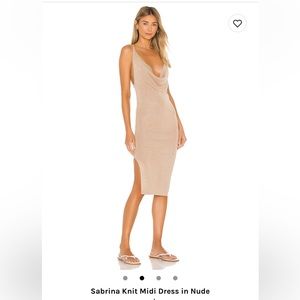 SUPERDOWN cowlneck slit midi dress